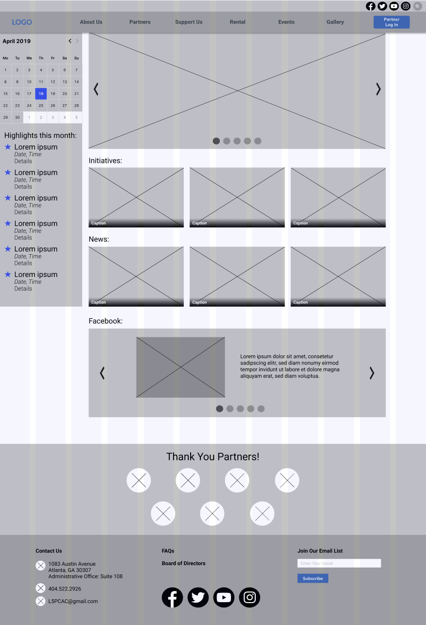 Lo-fi wireframe of the desktop